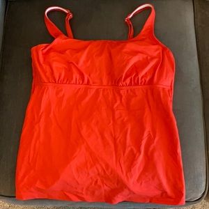 Red Lands End Tankini Top with Underwire (Size 14)